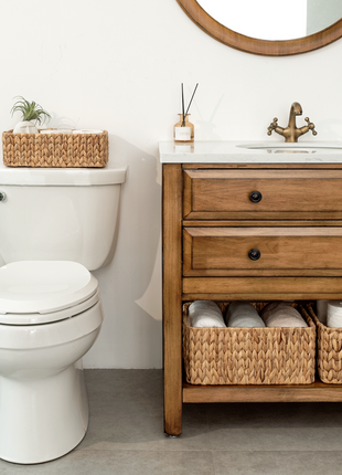Wicker Baskets with Built-in Handles, Set of 3 (1PC Large, 2PCS Medium)