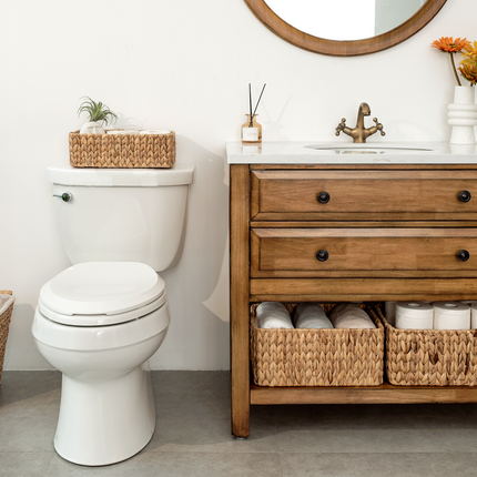 StorageWorks Wicker Baskets with Built-in Handles, Set of 3 (1PC Large, 2PCS Medium)