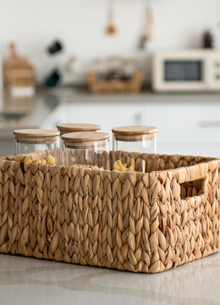 Wicker Baskets with Built-in Handles, Set of 3 (1PC Large, 2PCS Medium)