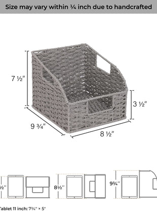 Storage Baskets for Organizing, Wicker Baskets with Built-in Handles, 2 Pack