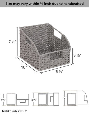 Handwoven Paper Rope Baskets with Built-in Handles, 2 Pack
