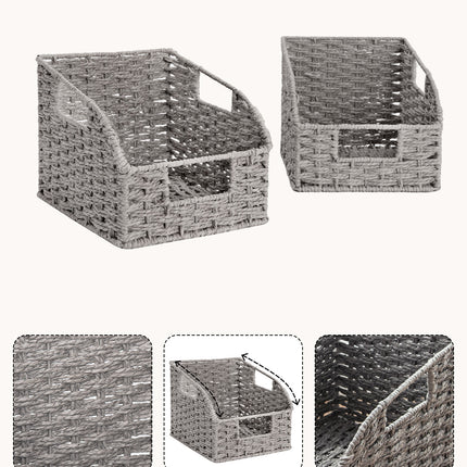 StorageWorks Storage Baskets for Organizing, Wicker Baskets with Built-in Handles, 2 Pack
