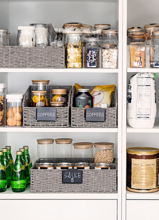 Storage Baskets for Organizing, Wicker Baskets with Built-in Handles, 2 Pack
