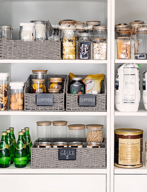 Handwoven Paper Rope Baskets with Built-in Handles, 2 Pack