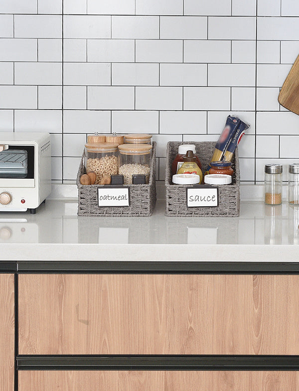 Handwoven Paper Rope Baskets with Built-in Handles, 2 Pack