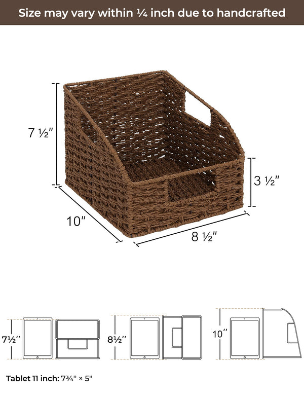 Handwoven Paper Rope Baskets with Built-in Handles, 2 Pack