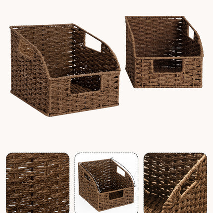 StorageWorks Storage Baskets for Organizing, Wicker Baskets with Built-in Handles, 2 Pack