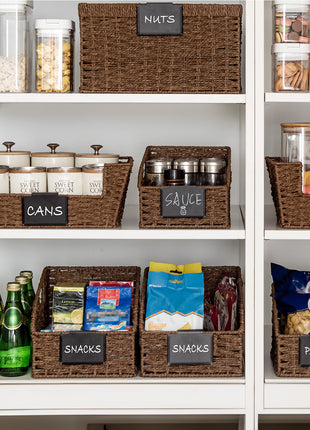 Storage Baskets for Organizing, Wicker Baskets with Built-in Handles, 2 Pack