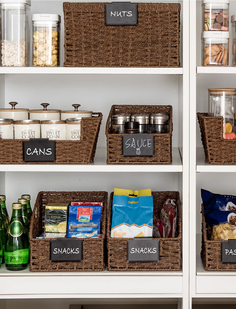 Storage Baskets for Organizing, Wicker Baskets with Built-in Handles, 2 Pack