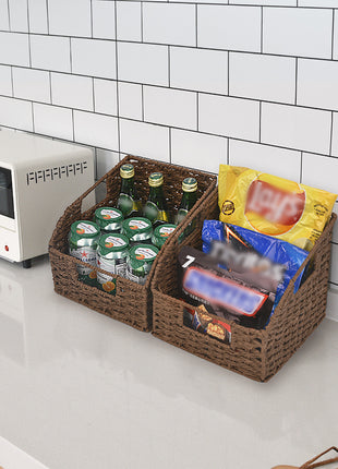 Storage Baskets for Organizing, Wicker Baskets with Built-in Handles, 2 Pack