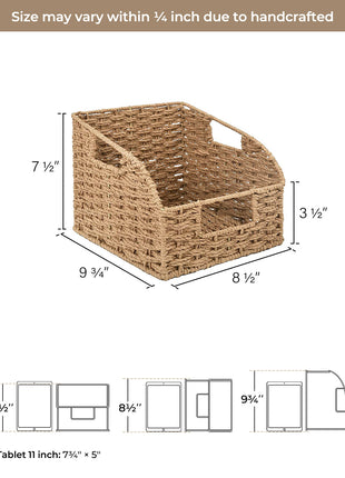 Storage Baskets for Organizing, Wicker Baskets with Built-in Handles, 2 Pack