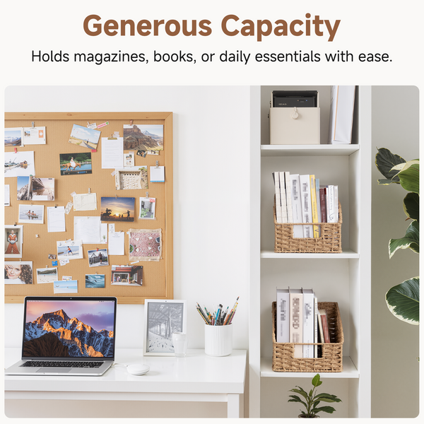 Handwoven Paper Rope Baskets with Built-in Handles, 2 Pack