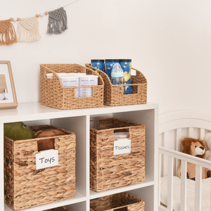 Handwoven Paper Rope Baskets with Built-in Handles, 2 Pack