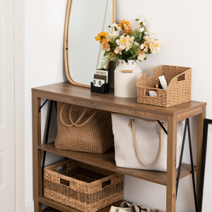 Handwoven Paper Rope Baskets with Built-in Handles, 2 Pack