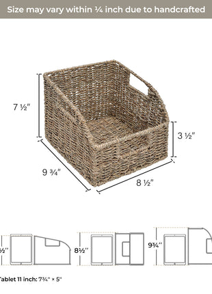 Storage Baskets for Organizing, Wicker Baskets with Built-in Handles, 2 Pack