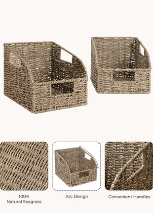 Storage Baskets for Organizing, Wicker Baskets with Built-in Handles, 2 Pack