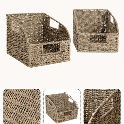 StorageWorks Storage Baskets for Organizing, Wicker Baskets with Built-in Handles, 2 Pack