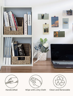 Handwoven Seagrass Baskets with Built-in Handles, 2 Pack