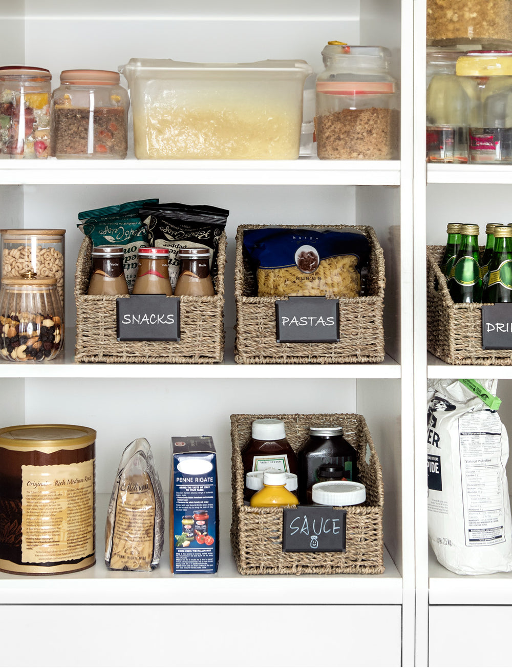 Handwoven Seagrass Baskets with Built-in Handles, 2 Pack