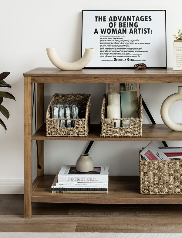 Handwoven Seagrass Baskets with Built-in Handles, 2 Pack