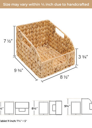 Storage Baskets for Organizing, Wicker Baskets with Built-in Handles, 2 Pack