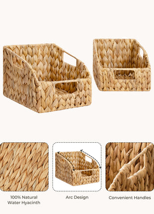 Storage Baskets for Organizing, Wicker Baskets with Built-in Handles, 2 Pack
