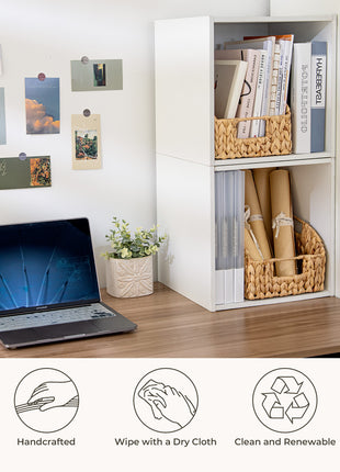 Storage Baskets for Organizing, Wicker Baskets with Built-in Handles, 2 Pack