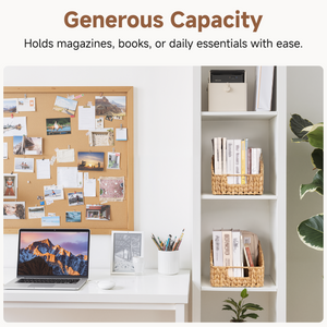 Handwoven Water Hyacinth Baskets with Built-in Handles, 2 Pack