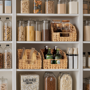 Handwoven Water Hyacinth Baskets with Built-in Handles, 2 Pack