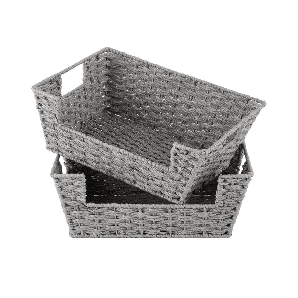 Woven Paper Rope Pantry Baskets for Storage, 2 Pack