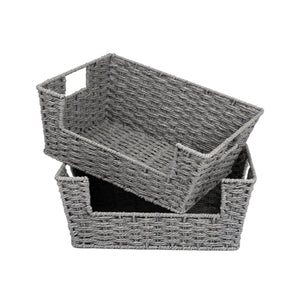 Woven Paper Rope Pantry Baskets for Storage, 2 Pack