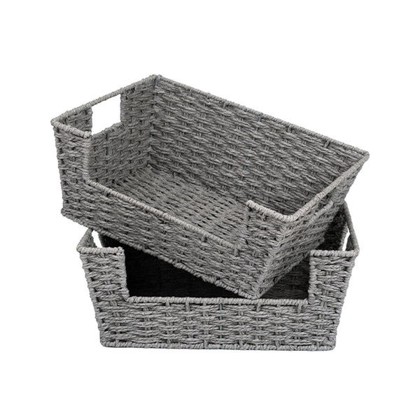 Woven Paper Rope Pantry Baskets for Storage, 2 Pack