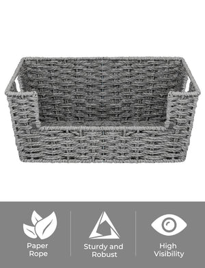 Woven Paper Rope Pantry Baskets for Storage, 2 Pack