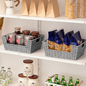 Woven Paper Rope Pantry Baskets for Storage, 2 Pack