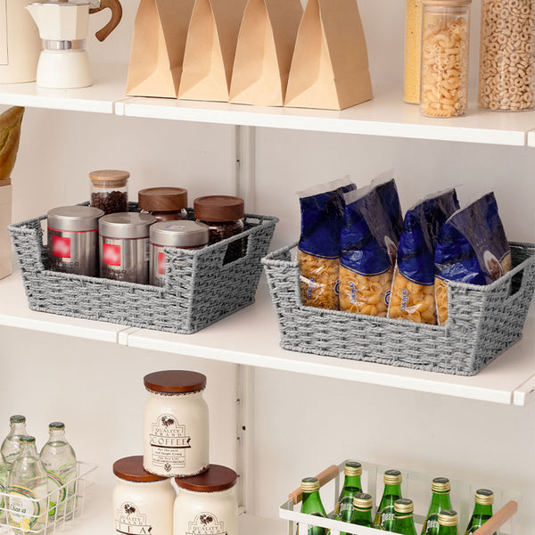 Woven Paper Rope Pantry Baskets for Storage, 2 Pack