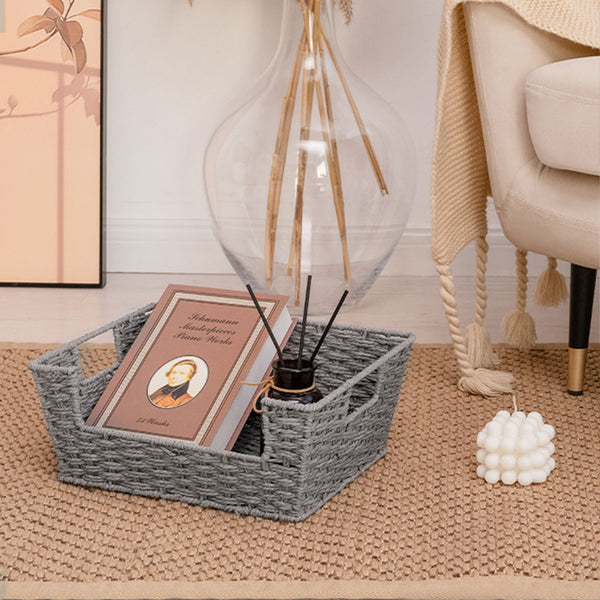 Woven Paper Rope Pantry Baskets for Storage, 2 Pack
