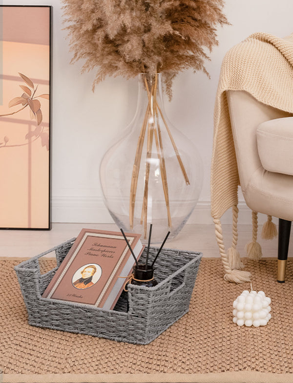 Woven Paper Rope Pantry Baskets for Storage, 2 Pack