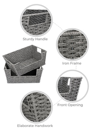 Wicker Pantry Baskets for Storage, 2 Pack