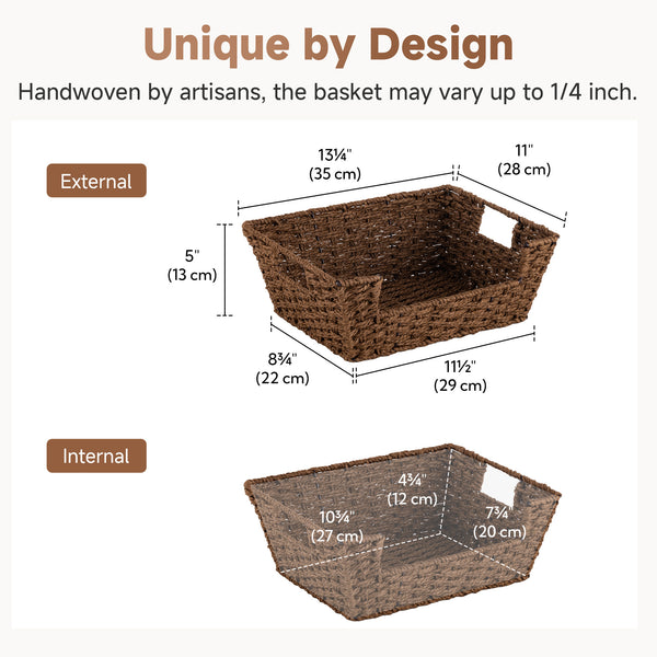 Woven Paper Rope Pantry Baskets for Storage, 2 Pack