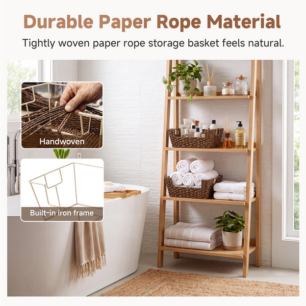 Woven Paper Rope Pantry Baskets for Storage, 2 Pack
