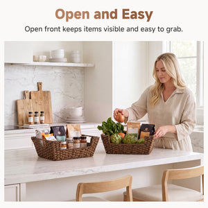 Woven Paper Rope Pantry Baskets for Storage, 2 Pack