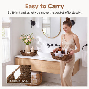 Woven Paper Rope Pantry Baskets for Storage, 2 Pack
