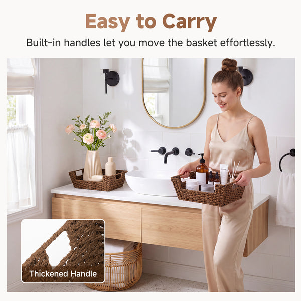 Woven Paper Rope Pantry Baskets for Storage, 2 Pack