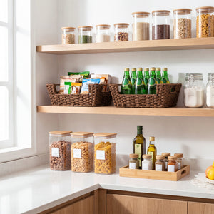 Woven Paper Rope Pantry Baskets for Storage, 2 Pack