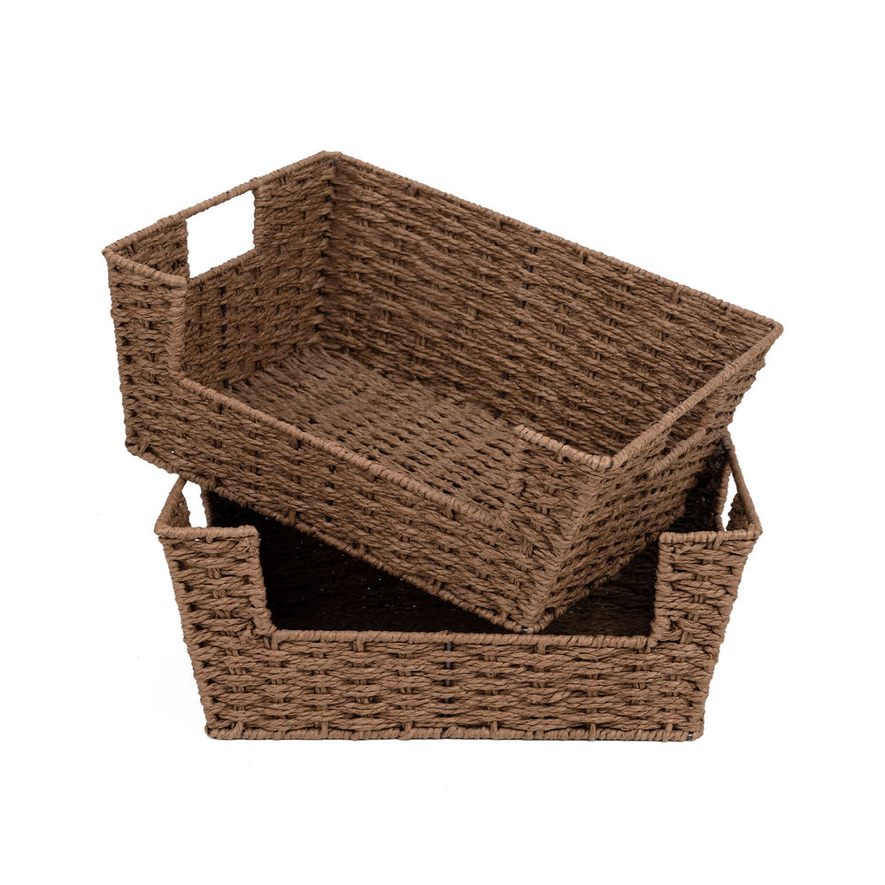 Woven Paper Rope Pantry Baskets for Storage, 2 Pack