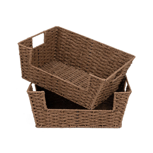 Woven Paper Rope Pantry Baskets for Storage, 2 Pack