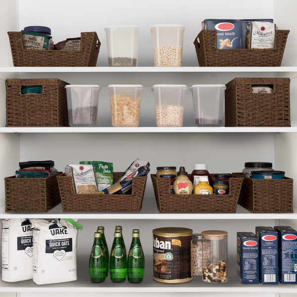 Woven Paper Rope Pantry Baskets for Storage, 2 Pack