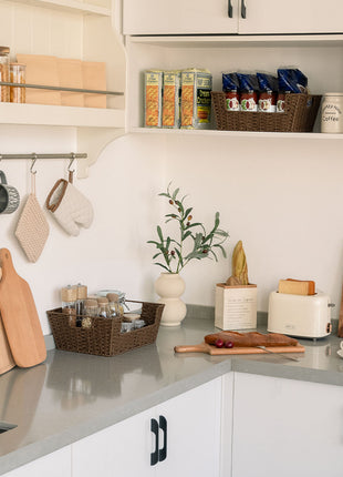 Wicker Pantry Baskets for Storage, 2 Pack