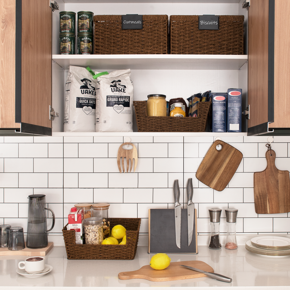 Woven Paper Rope Pantry Baskets for Storage, 2 Pack