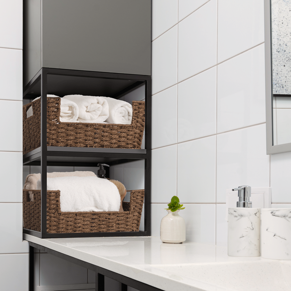 Woven Paper Rope Pantry Baskets for Storage, 2 Pack